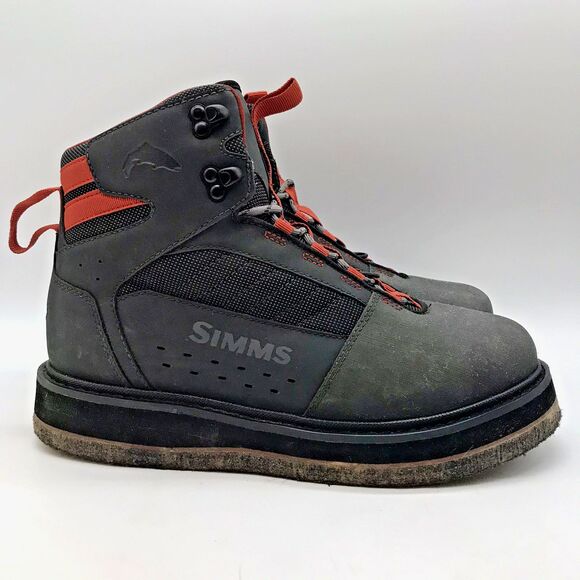 Simms Tributary Wading Boots Men's 8 Brown 12mm Felt Sole Lace Up Fishing Shoes - Picture 1 of 15
